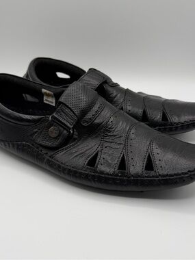 Buckaroo Carlin NX Black Leather Fisherman Sandals Closed Toe US 11